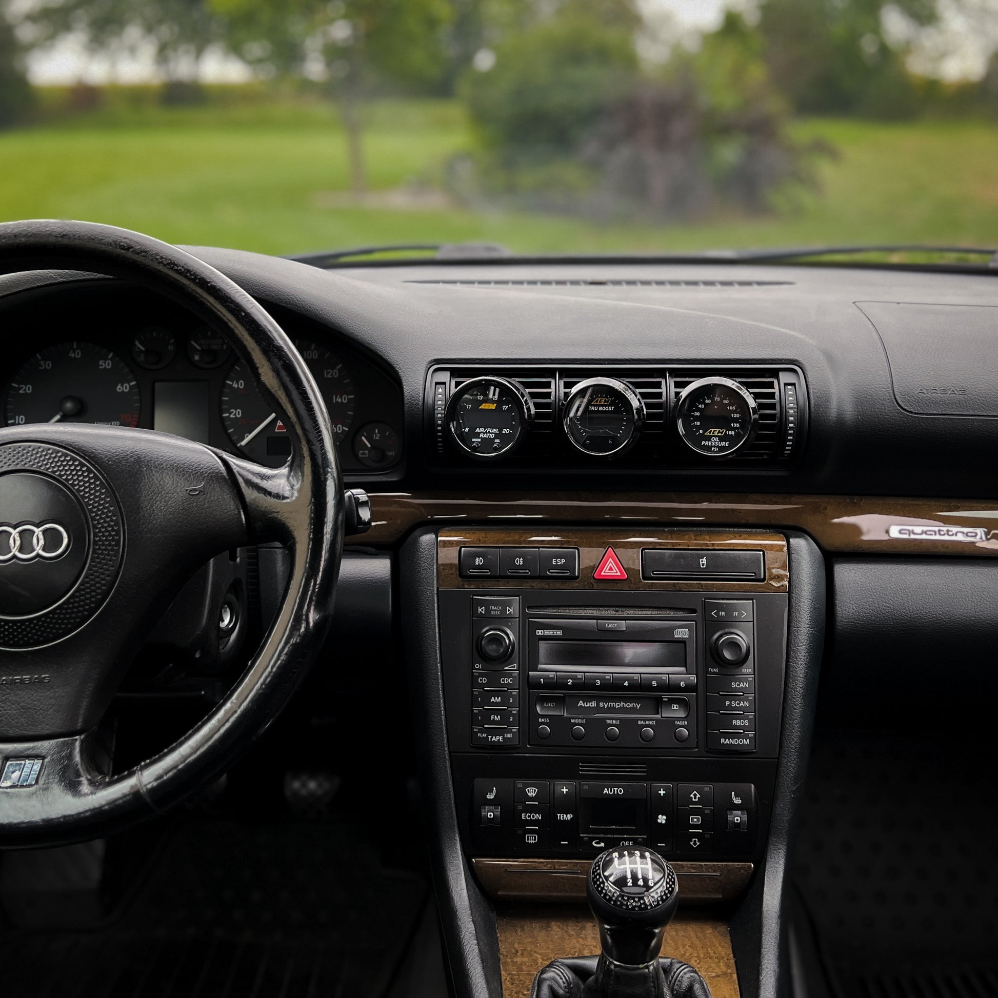 B5 Audi Tilted Vent Gauge Pod | Backseat View